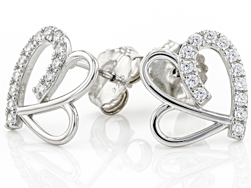 Bella Luce® 0.64ctw White Diamond Simulants Rhodium Over Silver Heart Shape Earrings (0.39ctw DEW)