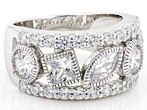 Bella Luce ® 4.53ctw White Diamond Simulant Rhodium Over Sterling Silver Ring (2.77ctw DEW) - Size 7