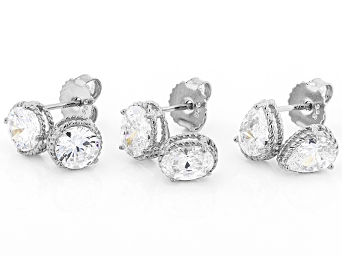 Bella Luce® 7.69ctw White Diamond Simulant Rhodium Over Silver Earring Stud Set (4.66ctw DEW)