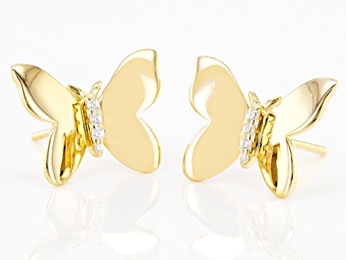 Bella Luce® 0.09ctw White Diamond Simulant Eterno™ 18k Yellow Gold Over Silver Butterfly Earrings