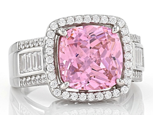 Bella Luce® 6.91ctw Pink and White Diamond Simulants Rhodium Over Silver Ring (4.18ctw DEW) - Size 12