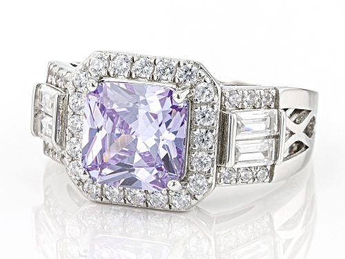 Bella Luce® 4.74ctw Lavender and White Diamond Simulants Rhodium Over Silver Ring (2.87ctw DEW) - Size 10