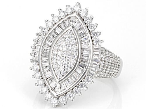 Bella Luce® 3.50ctw White Diamond Simulants Rhodium Over Silver Ring (2.12ctw DEW) - Size 8