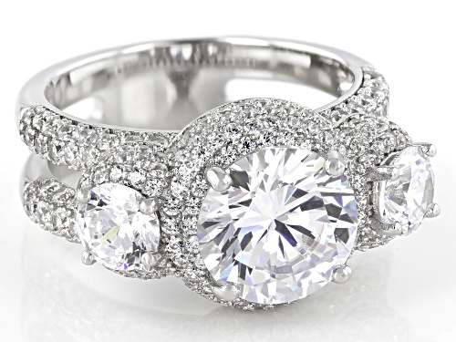 Bella Luce® 9.40ctw White Diamond Simulant Rhodium Over Sterling Silver Ring (5.69ctw DEW) - Size 11