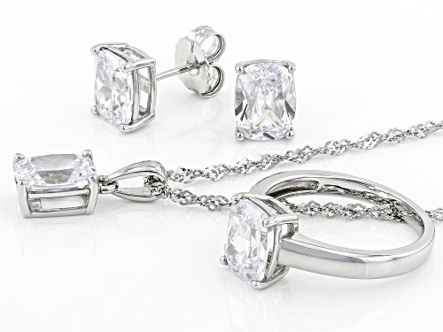 Bella Luce® 13.74ctw Platinum Over Silver Ring, Earrings, and Pendant With Chain Set (8.32ctw DEW)