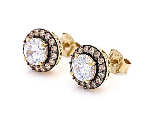 Bella Luce® 3.86ctw Champagne And White Diamond Simulants Eterno™ Yellow Studs(2.33ctw DEW)