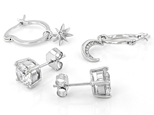 Bella Luce® 6.99ctw White Diamond Simulant Rhodium Over Sterling Silver Earring Set(4.23ctw DEW)
