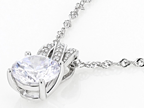 Bella Luce® 4.30ctw White Diamond Simulant Rhodium Over Silver Pendant With Chain(2.60ctw DEW)