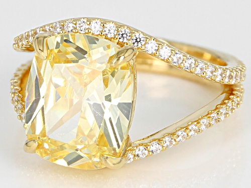 Bella Luce® 10.23ctw Canary And White Diamond Simulants Eterno™ 18k Yellow Gold Over Silver Ring - Size 7