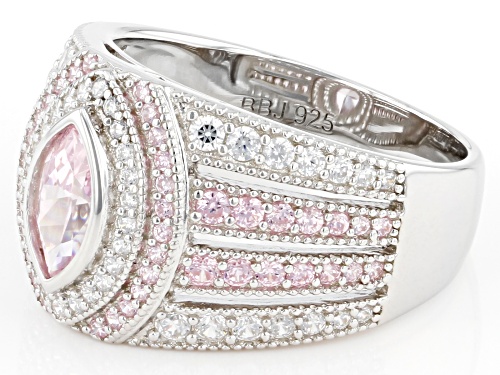 Bella Luce® 2.55ctw Pink And White Diamond Simulants Rhodium Over Silver Ring (1.54ctw DEW) - Size 8
