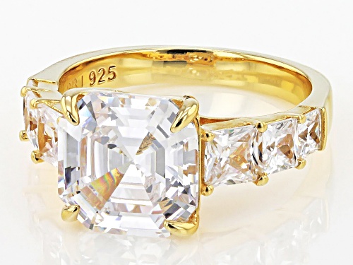 Bella Luce® 10.15ctw White Diamond Simulant Eterno™ Yellow Asscher Cut Gold Ring (6.15ctw DEW) - Size 8