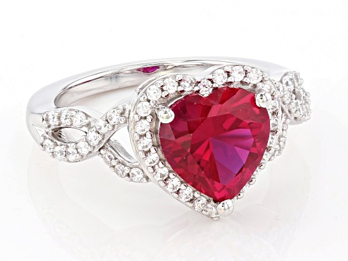 Bella Luce® 3.75ctw Lab Created Ruby And White Diamond Simulants Platinum Over Silver Heart Ring - Size 9