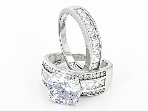 Bella Luce® 8.60ctw White Diamond Simulant Rhodium Over Sterling Silver 2 Ring Set(5.21ctw DEW) - Size 10