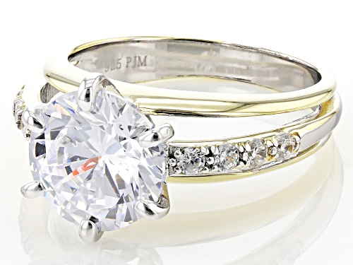 Bella Luce® 6.53ctw White Diamond Simulant Rhodium Over Sterling Silver And Eterno™ Yellow Ring - Size 10