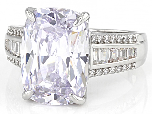Bella Luce® 12.72ctw White Diamond Simulant Rhodium Over Sterling Silver Ring (7.70ctw DEW) - Size 11