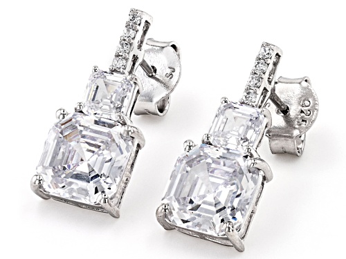 Bella Luce® 15.28ctw White Diamond Simulant Platinum Over Sterling Silver Asscher Cut Earrings