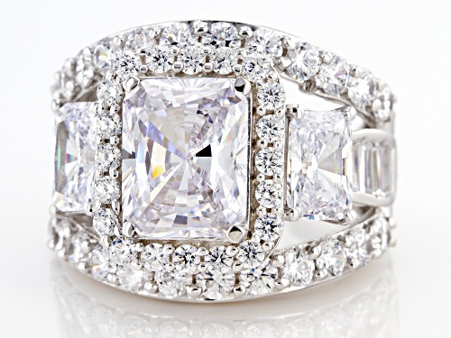 Bella Luce® 13.40ctw White Diamond Simulant Platinum Over Sterling Silver Ring(8.12ctw DEW) - Size 10