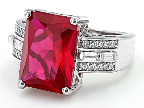 Bella Luce® 9.63ctw Lab Created Ruby And White Diamond Simulants Rhodium Over Sterling Silver Ring - Size 6