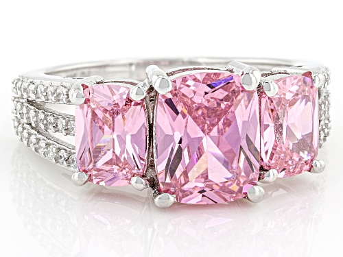 Bella Luce® 6.99ctw Pink And White Diamond Simulants Rhodium Over Sterling Silver Ring - Size 11
