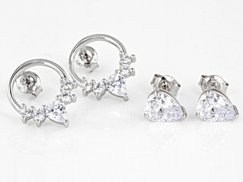 Bella Luce® 5.57ctw White Diamond Simulant Rhodium Over Sterling Silver Earring Set