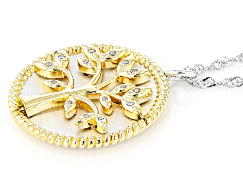 Bella Luce® 0.17ctw White Diamond Simulant Rhodium And Eterno™ Yellow Tree Necklace - Size 18