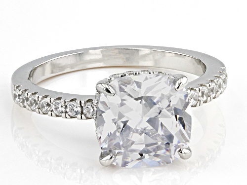 Bella Luce® 6.02ctw White Diamond Simulants Rhodium Over Sterling Silver Ring(3.64ctw DEW) - Size 11