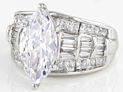 Bella Luce® 10.40ctw White Diamond Simulant Platinum Over Sterling Silver Ring(6.30ctw DEW) - Size 11