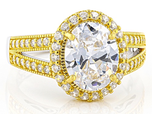 Bella Luce® 4.77ctw White Diamond Simulant Rhodium Over Silver And Eterno™ Yellow Ring(2.89ctw DEW) - Size 12