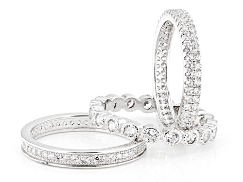 Bella Luce® 3.28ctw White Diamond Simulant Rhodium Over Sterling Silver 3 Ring Set(1.98ctw DEW) - Size 10