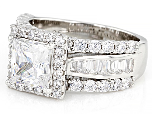Bella Luce® 7.36ctw White Diamond Simulant Rhodium Over Sterling Silver Ring(4.46ctw DEW) - Size 5