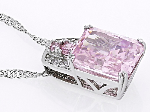 Bella Luce® 11.12ctw Pink And Diamond Simulants Rhodium Over Silver Ice Flower Cut Pendant W/Chain