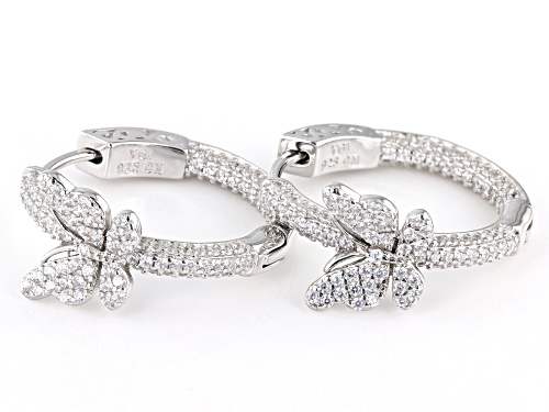 Bella Luce® 2.25ctw White Diamond Simulant Rhodium Over Sterling Silver Butterfly Hoops
