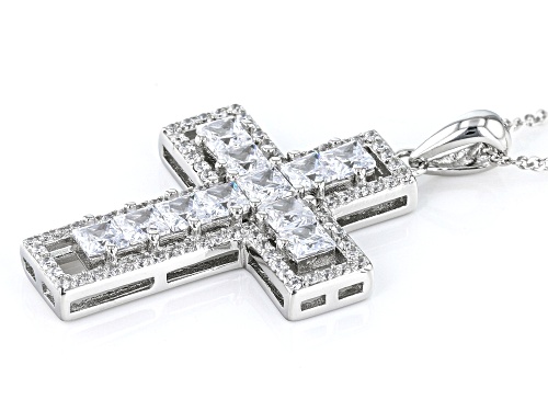 Bella Luce® 3.40ctw White Diamond Simulant Rhodium Over Sterling Silver Cross Pendant(2.06ctw DEW)