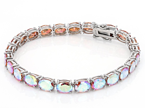 Bella Luce® 41.00ctw Champagne Aurora Borealis   Rhodium Over Silver Tennis Bracelet - Size 8