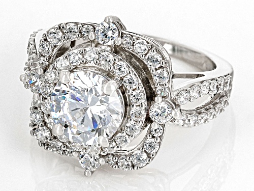 Bella Luce® 5.55ctw White Diamond Simulant Rhodium Over Sterling Silver Ring(3.36ctw DEW) - Size 8
