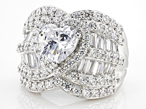 Bella Luce® 6.85ctw White Diamond Simulant Platinum Over Sterling Silver Ring (4.15ctw DEW) - Size 5