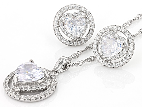 Bella Luce® 6.23ctw White Diamond Simulant Rhodium Over Sterling Silver Jewelry Set(3.78ctw DEW)