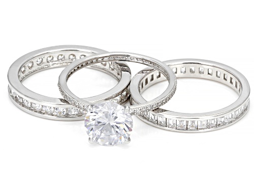 Bella Luce® 7.53ctw White Diamond Simulant Rhodium Over Sterling Silver Ring Set(4.56ctw DEW) - Size 8
