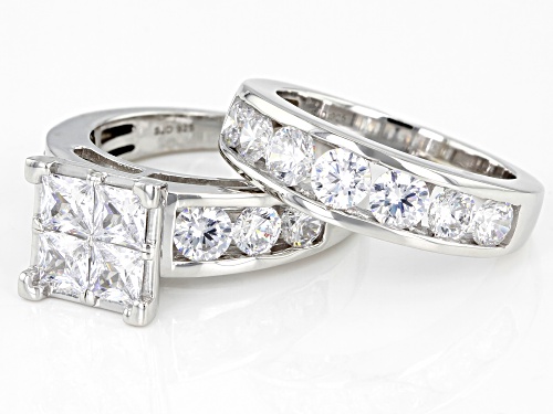 Bella Luce® 6.20ctw White Diamond Simulant Rhodium Over Sterling Silver Ring With Band(3.76ctw DEW) - Size 10
