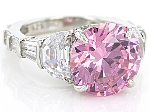 Bella Luce® 16.35ctw Pink And White Diamond Simulants Platinum Over Silver Ring(9.91ctw DEW) - Size 9