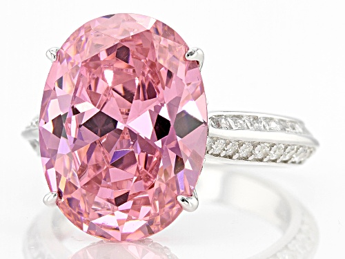 Bella Luce® 18.32ctw Pink And White Diamond Simulants Rhodium Over Silver Ring (11.10ctw DEW) - Size 6