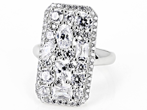 Bella Luce® 5.35ctw White Diamond Simulant Rhodium Over Sterling Silver Ring (3.32ctw DEW) - Size 6
