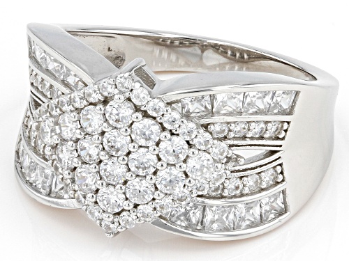 Bella Luce® 3.08ctw White Diamond Simulant Platinum Over Sterling Silver Ring (1.86ctw DEW) - Size 9