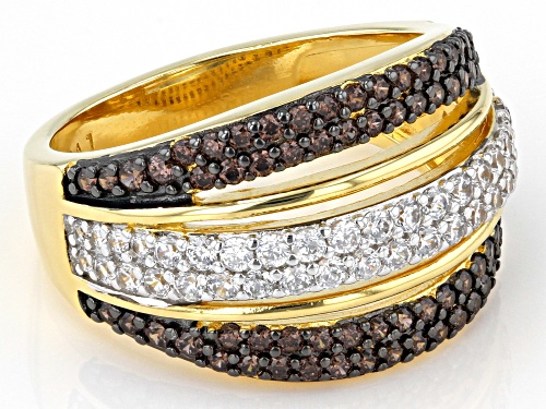 Bella Luce® 2.36ctw Mocha And White Diamond Simulants Eterno™ Yellow Ring (1.43ctw DEW) - Size 7