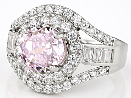 Bella Luce® 9.37ctw Pink And White Diamond Simulants Platinum Over Silver Ring (5.67ctw DEW) - Size 8