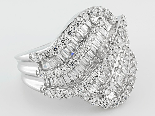 Bella Luce ® 4.65ctw Baguette And Round Rhodium Over Sterling Silver Ring - Size 8