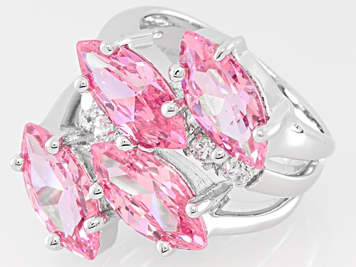 Bella Luce ® 11.40ctw Pink & White Diamond Simulant Rhodium Over Sterling Silver Ring - Size 5