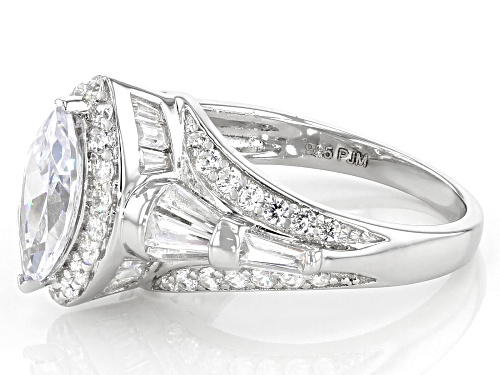 Bella Luce ® 4.59ctw Marquise, Baguette And Round Rhodium Over Sterling Silver Ring - Size 7