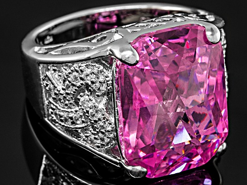 Bella Luce ® 17.83ctw Pink & White Diamond Simulant Rhodium Over Sterling Silver Ring - Size 5