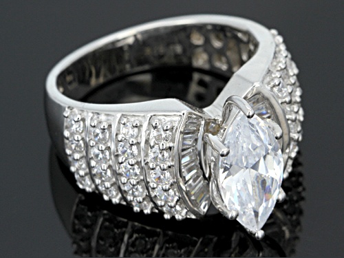 Bella Luce ® 5.05ctw Marquise, Round And Baguette Rhodium Over Sterling Silver Ring - Size 10